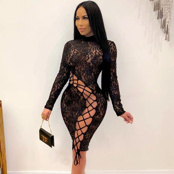 casual dresses night party sheer floral lace dress women long sleeve up hollow out bodycon bandage elegant evening midi, Black;gray
casual dresses night party sheer floral lace dress women long sleeve up hollow out bodycon bandage elegant evening midi, Black;gray