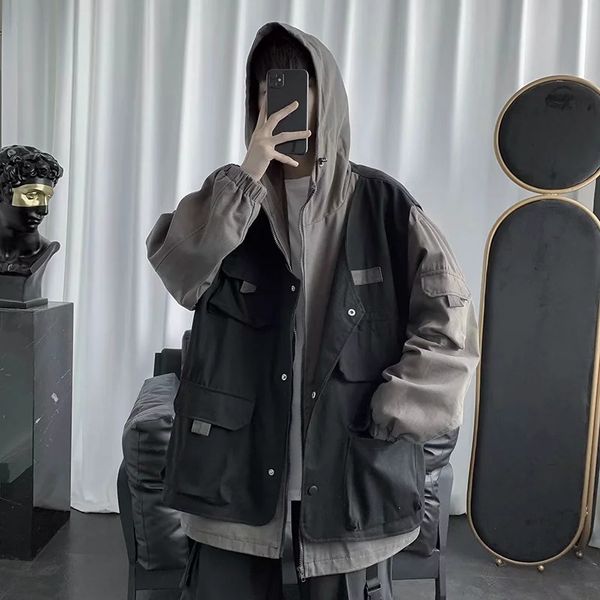 spring autumn work fashion br loose and versatile functional wind ins fake two-piece men's hooded hip-hop et, Black;brown
spring autumn work fashion br loose and versatile functional wind ins fake two-piece men's hooded hip-hop et, Black;brown