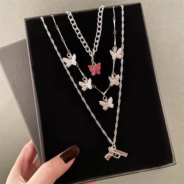 trendy multilayer silver color cute butterfly pistol cuban chunky choker necklaces for women boho necklace 2021 jewelry gift pendant
trendy multilayer silver color cute butterfly pistol cuban chunky choker necklaces for women boho necklace 2021 jewelry gift pendant