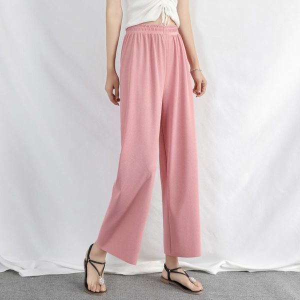 women casual ice silk wide leg pant womens elegant fashion preppy style trousers female pure color females streetwear z0430 women's pan, Black;white
women casual ice silk wide leg pant womens elegant fashion preppy style trousers female pure color females streetwear z0430 women's pan, Black;white