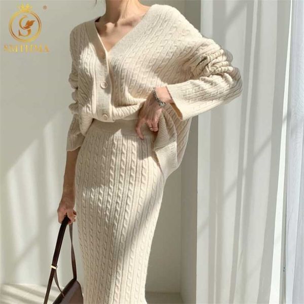 autumn and winter casual two pieces set women loose single breasted soft sweater cardigan coats +solid knitted skirts suits 211106, White
autumn and winter casual two pieces set women loose single breasted soft sweater cardigan coats +solid knitted skirts suits 211106, White