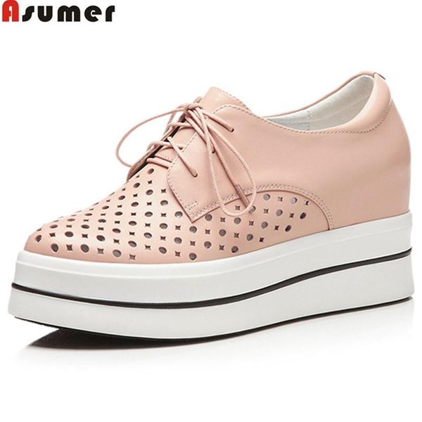 white pink fashion spring autumn shoes woman round toe platform increased internal genuine leather high heels dress, Black
white pink fashion spring autumn shoes woman round toe platform increased internal genuine leather high heels dress, Black