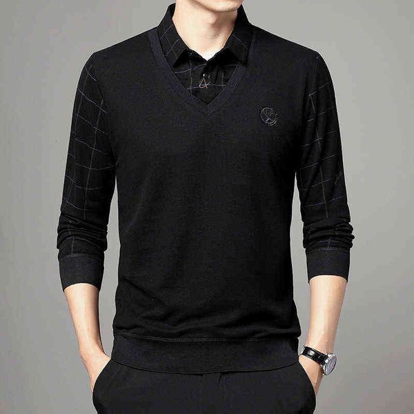 autumn and winter long sleeve thin t-shirt fake two shirt collar sweater middle-aged men's lapel t-shirt top, White;black
autumn and winter long sleeve thin t-shirt fake two shirt collar sweater middle-aged men's lapel t-shirt top, White;black