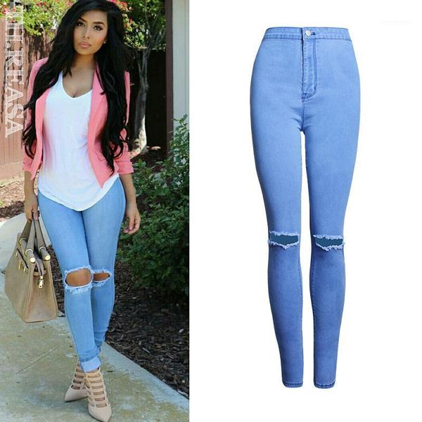 women's jeans european and american high waist elastic slim pencil pants solid color holes small feet, Blue
women's jeans european and american high waist elastic slim pencil pants solid color holes small feet, Blue