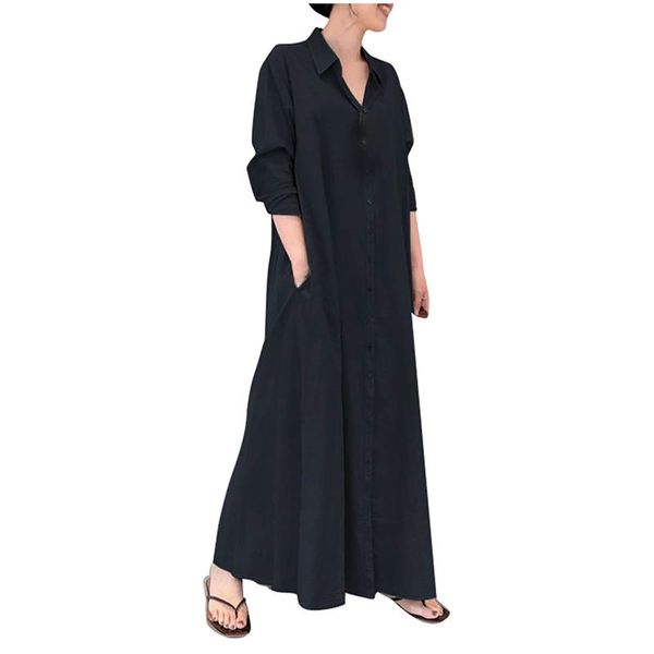 casual dresses summer clothes for women dress cotton and linen solid color lapel long-sleeved pocket long shirt elegant vestido de mujer, Black;gray
casual dresses summer clothes for women dress cotton and linen solid color lapel long-sleeved pocket long shirt elegant vestido de mujer, Black;gray