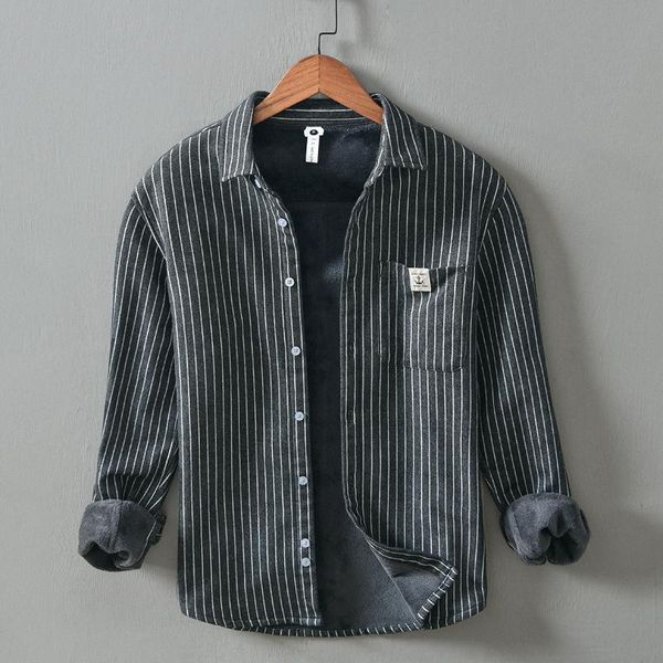 men's casual shirts men winter fashion fleece lined warm thick classical striped male long sleeve lapel brushed japan style retro, White;black
men's casual shirts men winter fashion fleece lined warm thick classical striped male long sleeve lapel brushed japan style retro, White;black