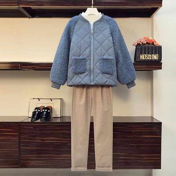 women's two piece pants plus size women winter 2 pieces set streetwear wool long sleeve coat and corduroy trousers suits collocation, White
women's two piece pants plus size women winter 2 pieces set streetwear wool long sleeve coat and corduroy trousers suits collocation, White