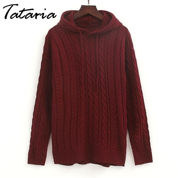 winter knitted hooded sweater for women long sleeve female knit casual korean 's jumper and pullover s 210514, White;black
winter knitted hooded sweater for women long sleeve female knit casual korean 's jumper and pullover s 210514, White;black