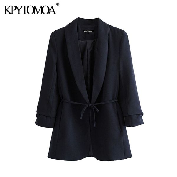 women fashion office wear with belt blazer coat vintage long sleeve pockets female outerwear chic 210421, White;black
women fashion office wear with belt blazer coat vintage long sleeve pockets female outerwear chic 210421, White;black