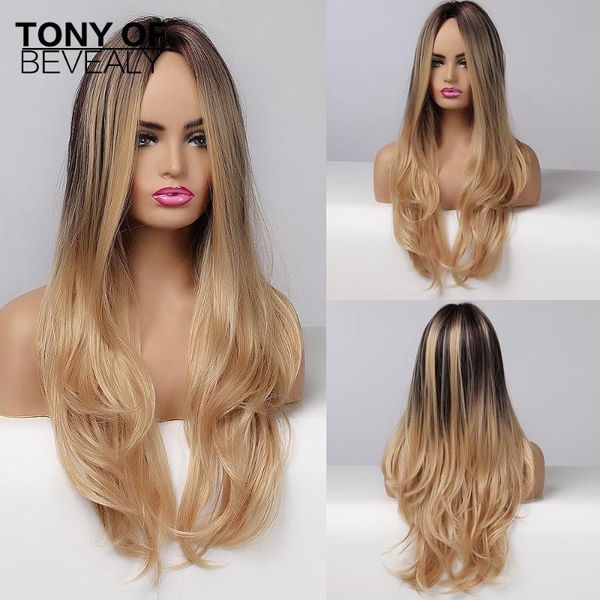 synthetic wigs long wavy ombre brown natural with blonde highlights cosplay for afro women middle part heat resistant, Black
synthetic wigs long wavy ombre brown natural with blonde highlights cosplay for afro women middle part heat resistant, Black