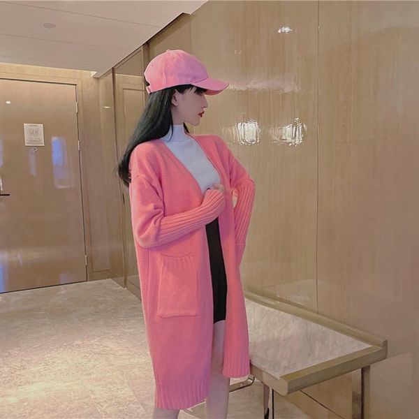 women's knits & tees clothing 2021 autumn korean style loose thicken mid-length cardigan women sweaters solid color long sleeve coat, White
women's knits & tees clothing 2021 autumn korean style loose thicken mid-length cardigan women sweaters solid color long sleeve coat, White