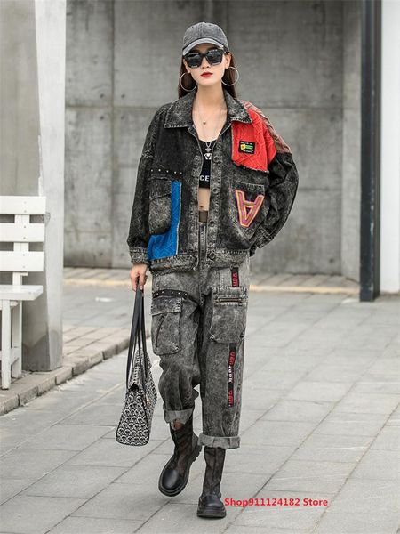 women's jackets retro distressed denim stitching knitted large size cardigan lapel long-sleeved jacket female 2021 autumn wave, Black;brown
women's jackets retro distressed denim stitching knitted large size cardigan lapel long-sleeved jacket female 2021 autumn wave, Black;brown
