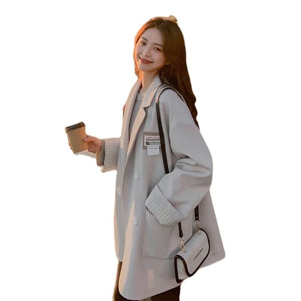 women's suits & blazers suit jacket 2021 loose long-sleeved collar mid-length double-breasted solid color cardigan temperament, White;black
women's suits & blazers suit jacket 2021 loose long-sleeved collar mid-length double-breasted solid color cardigan temperament, White;black