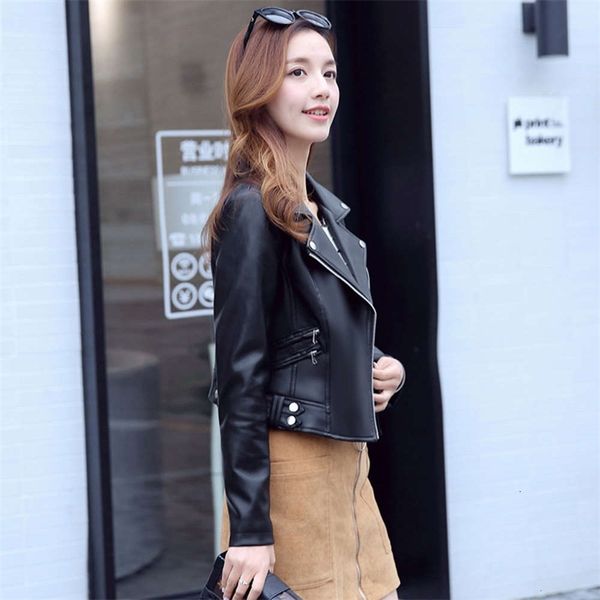 women's jackets coats spring and autumn short slim fit korean zipper pu motorcycle suit leather jacket large black small fene, Black;brown
women's jackets coats spring and autumn short slim fit korean zipper pu motorcycle suit leather jacket large black small fene, Black;brown