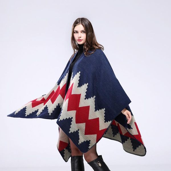 scarves winter scarf warm poncho and cape women cloak geometric shawl imitation cashmere pashmina national wind fork cloaks wraps mujer, Blue;gray
scarves winter scarf warm poncho and cape women cloak geometric shawl imitation cashmere pashmina national wind fork cloaks wraps mujer, Blue;gray