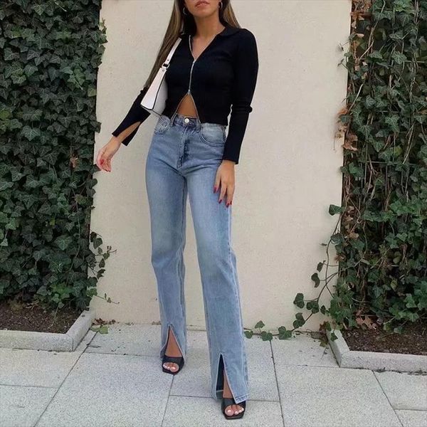vintage blue jeans split women capri floor length denim bottom sprint, Black;white 
vintage blue jeans split women capri floor length denim bottom sprint, Black;white