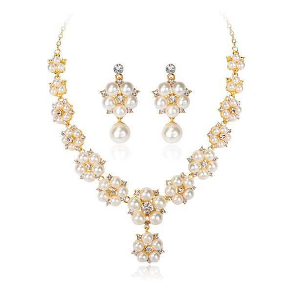fashion flower shape ball faux pearl rhinestone alloy necklace earrings sets for women wedding engagement jewelry gift, Silver
fashion flower shape ball faux pearl rhinestone alloy necklace earrings sets for women wedding engagement jewelry gift, Silver