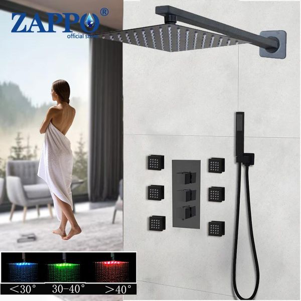 black bathroom thermostatic rainfall shower faucet set solid brass faucets led head wall/ceiling mount tap sets
black bathroom thermostatic rainfall shower faucet set solid brass faucets led head wall/ceiling mount tap sets