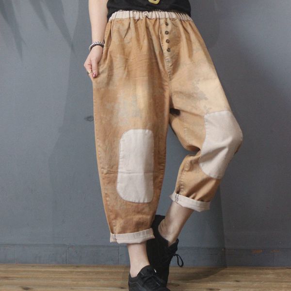 women's patchwork woman harem retro loose large size comfort-fit spring summer denim pants boyfriend jeans for women, Blue
women's patchwork woman harem retro loose large size comfort-fit spring summer denim pants boyfriend jeans for women, Blue