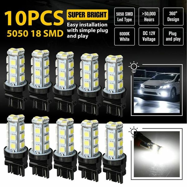 18smd reverse brake/sturn tail back up led light bulb white car headlights