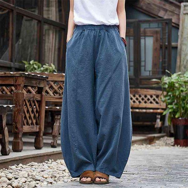 johnature casual style cotton linen women pants spring summer elastic waist solid color vintage wide leg 210915, Black;white
johnature casual style cotton linen women pants spring summer elastic waist solid color vintage wide leg 210915, Black;white
