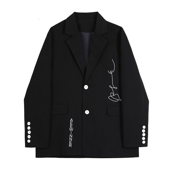 men's korean trend black suit jackets 2021 new casual temperament chic single breasted print blazer long sleeve, White;black
men's korean trend black suit jackets 2021 new casual temperament chic single breasted print blazer long sleeve, White;black