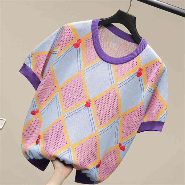 women's knits & tees summer vintage multicolor plaid heart button short sleeve knitted pullovers women fashion o-neck s-xl sl, White
women's knits & tees summer vintage multicolor plaid heart button short sleeve knitted pullovers women fashion o-neck s-xl sl, White