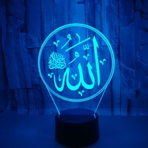 

night lights visual 3d led nightlight table lamp acrylic 7 color changing muslim islamic baby sleep light bedroom bedside decor model gifts
