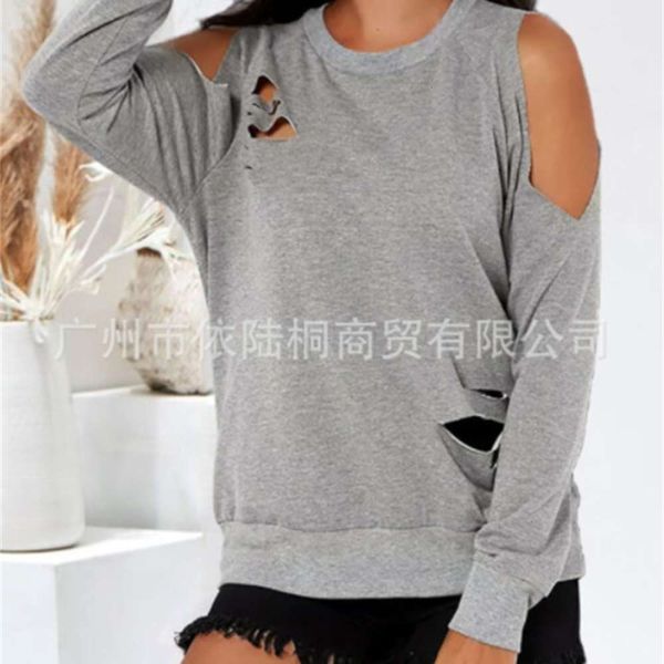 casual dresses spring and autumn solid color round neck off shoulder long sve hollow repair t-shirt, Black;gray
casual dresses spring and autumn solid color round neck off shoulder long sve hollow repair t-shirt, Black;gray