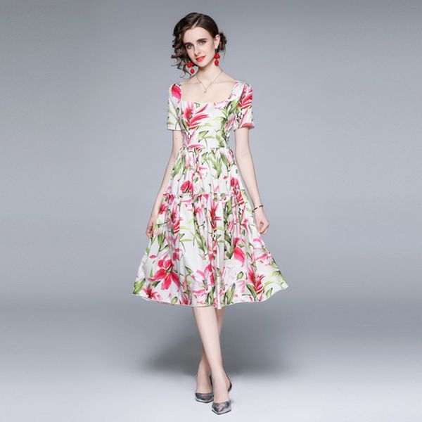 llzacoosh summer designer leaf floral print midi pleated women square collar street casual vestidos office work dresses 210514, Black;gray
llzacoosh summer designer leaf floral print midi pleated women square collar street casual vestidos office work dresses 210514, Black;gray