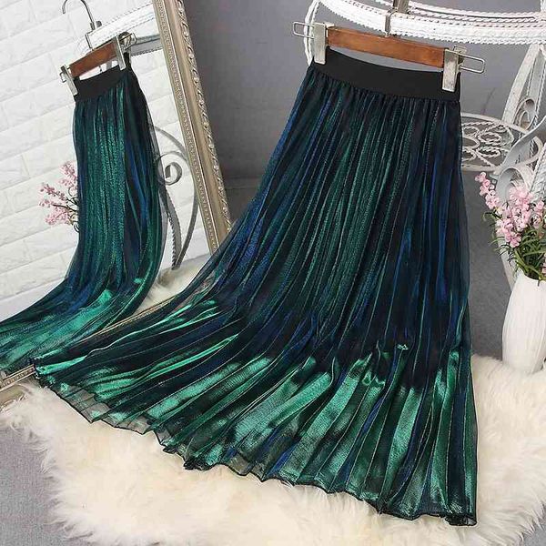 skirts metallic gradient purple a-line gauze long elastic waist golden changeable color mesh mid-calf pleated skirts, Black
skirts metallic gradient purple a-line gauze long elastic waist golden changeable color mesh mid-calf pleated skirts, Black