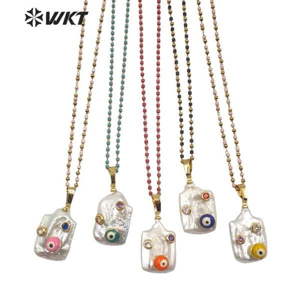 pendant necklaces wt-mn961 wkt natural pearl necklace square with evil eye charm gold electroplated women fashion jewerly, Silver
pendant necklaces wt-mn961 wkt natural pearl necklace square with evil eye charm gold electroplated women fashion jewerly, Silver