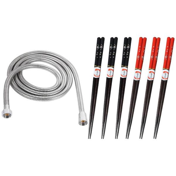 chopsticks 1 pcs 2m long stainless steel handheld shower head hose & 6 pairs japanese style wooden chop sticks
chopsticks 1 pcs 2m long stainless steel handheld shower head hose & 6 pairs japanese style wooden chop sticks