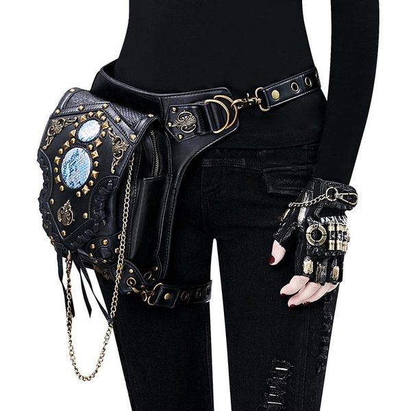pu leather travel leg bag steampunk one shoulder slanting chain strip women designer waist packs bags
pu leather travel leg bag steampunk one shoulder slanting chain strip women designer waist packs bags