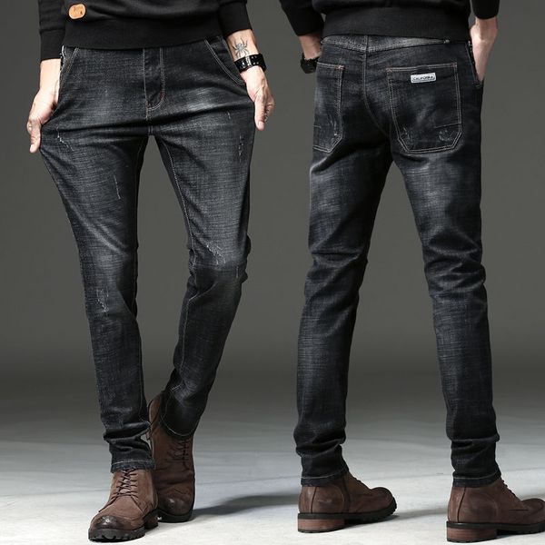 spring and summer elastic korean slim leggings trend youth jeans casual 2021 men's pants, Blue
spring and summer elastic korean slim leggings trend youth jeans casual 2021 men's pants, Blue
