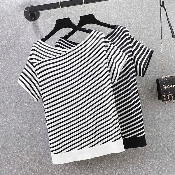 4xl plus size women stripe kint sweater short sleeve v neck casual kint t-shirt loose casual female pullover jumper 210604, White;black
4xl plus size women stripe kint sweater short sleeve v neck casual kint t-shirt loose casual female pullover jumper 210604, White;black