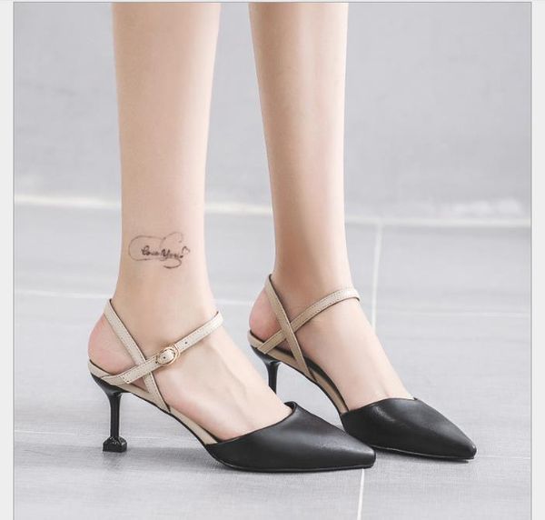 summer women's shoes korean version of baotou sandals female word buckle shallow mouth high heels fine with poin, Black
summer women's shoes korean version of baotou sandals female word buckle shallow mouth high heels fine with poin, Black