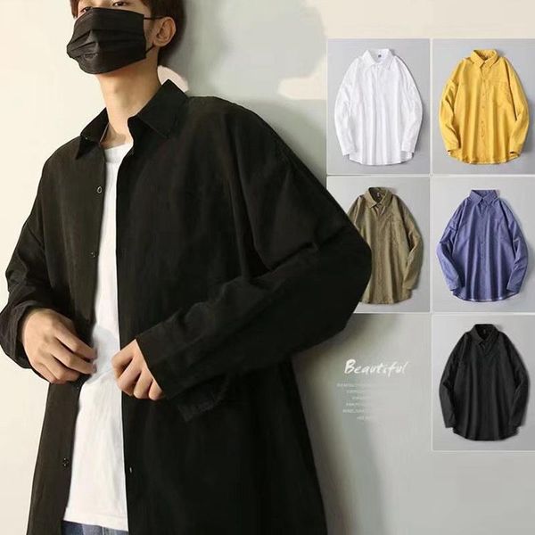 white shirt men's long-sleeved korean trend loose casual black shirts handsome hong kong style ins japanese jacket autumn, White;black
white shirt men's long-sleeved korean trend loose casual black shirts handsome hong kong style ins japanese jacket autumn, White;black