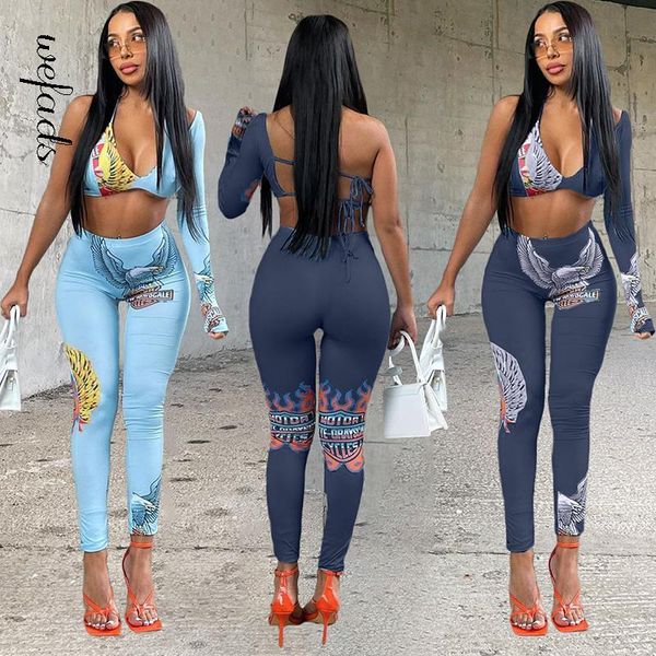 women's two piece pants wefads- women crochet set party club 2 dress printed one shoulder bra and outfit, White
women's two piece pants wefads- women crochet set party club 2 dress printed one shoulder bra and outfit, White
