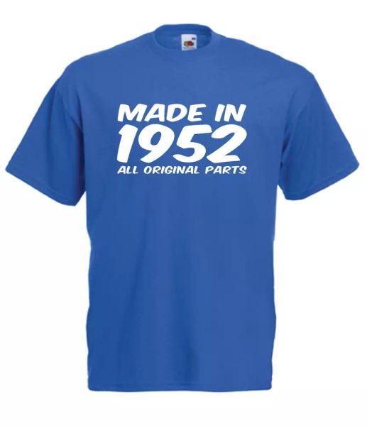 made in original parts 1952 xmas gift idea mens women t shirts multi-color s-2xl, White;black
made in original parts 1952 xmas gift idea mens women t shirts multi-color s-2xl, White;black