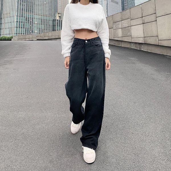women's jeans 2021 retro high waist women fashion black oversized straight trousers wide legs denim casual pants, Blue
women's jeans 2021 retro high waist women fashion black oversized straight trousers wide legs denim casual pants, Blue
