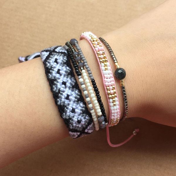 tennis 4pcs bracelet set handmade gray weave braided friendship bracelets women multi layers rise beads bohemian jewelry, Golden;silver
tennis 4pcs bracelet set handmade gray weave braided friendship bracelets women multi layers rise beads bohemian jewelry, Golden;silver