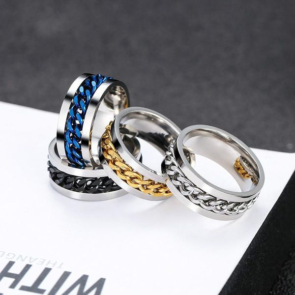 cluster rings 2021 fashion chain rotating ring simple wild titanium steel couple four colors optional banquet gift jewelry, Golden;silver
cluster rings 2021 fashion chain rotating ring simple wild titanium steel couple four colors optional banquet gift jewelry, Golden;silver