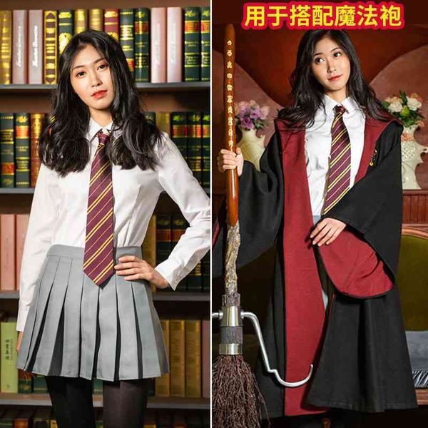 harry cos potter costume magic robe dress shirt sweater jk uniform skirt college women's full set, Black;red
harry cos potter costume magic robe dress shirt sweater jk uniform skirt college women's full set, Black;red