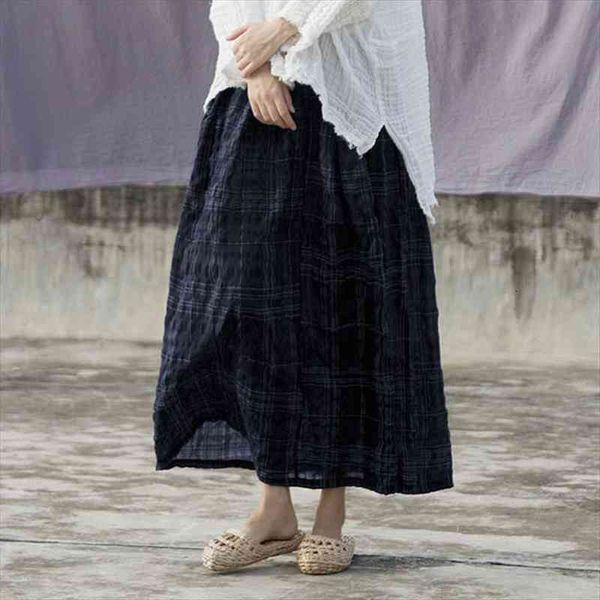 ramie plaid vintage skirts women elastic waist spring a-line casual women skirts, Black
ramie plaid vintage skirts women elastic waist spring a-line casual women skirts, Black