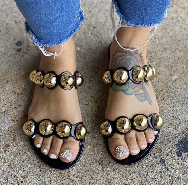 slippers women's summer flat bottom fashion metal decoration woman sandals leisure solid color outdoor shoes plus size, Black
slippers women's summer flat bottom fashion metal decoration woman sandals leisure solid color outdoor shoes plus size, Black