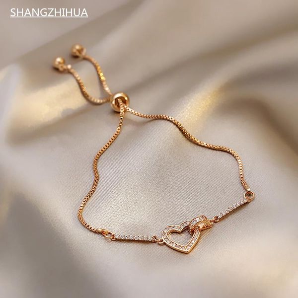 link, chain shangzhihua 2021 luxuriou heart women's bracelets korean fashion jewelry goth unusual wrist accessories for wedding party g, Black
link, chain shangzhihua 2021 luxuriou heart women's bracelets korean fashion jewelry goth unusual wrist accessories for wedding party g, Black