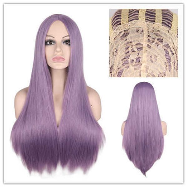 wig fashion women's wig head cover light purple long straight hair selling adhive tape net, Black
wig fashion women's wig head cover light purple long straight hair selling adhive tape net, Black
