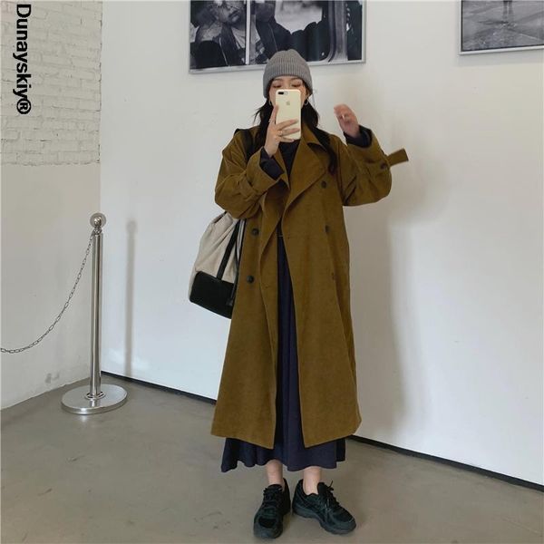 women's trench coats fashion brand women coat long double-breasted belt brown lady clothes autumn spring outerwear oversize quality, Tan;black
women's trench coats fashion brand women coat long double-breasted belt brown lady clothes autumn spring outerwear oversize quality, Tan;black