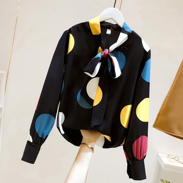 women's blouses & shirts 2021 bow polka-dot chiffon shirt female korean printed long sleeve bottoming bow-knot, White
women's blouses & shirts 2021 bow polka-dot chiffon shirt female korean printed long sleeve bottoming bow-knot, White